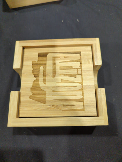 Bamboo Coaster Set (4PK) w/ holder