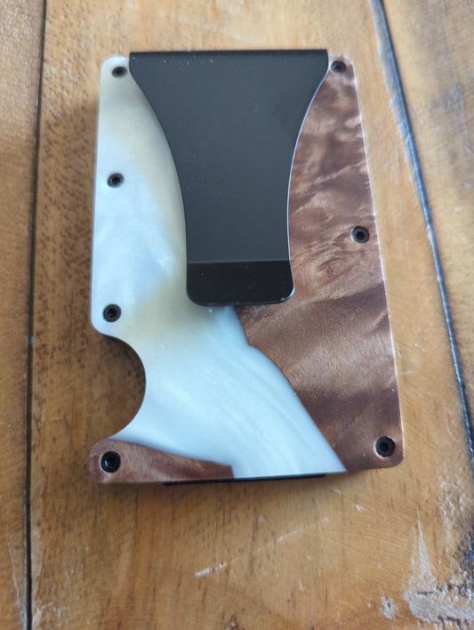 Wood & White Resin Wallet